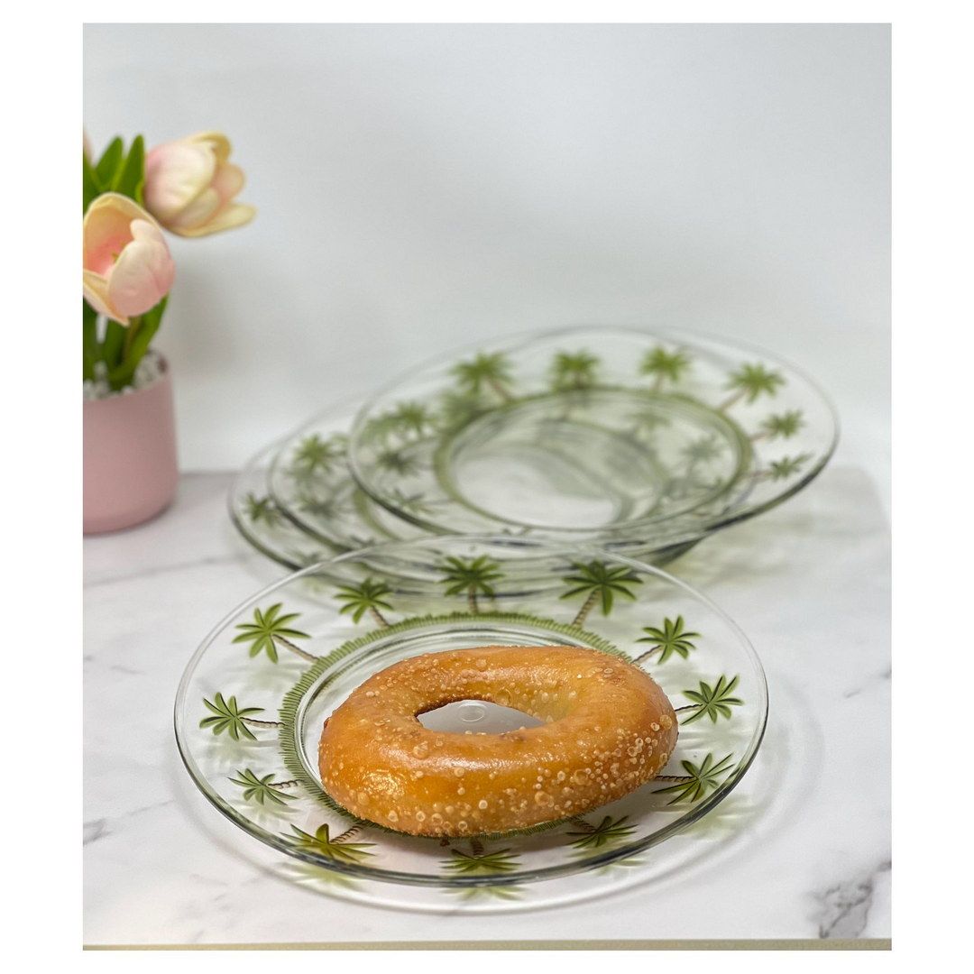 Palm Tree Design 9" Acrylic Dinner Plates Set of 4, Crystal Clear Plastic Plates Reusable, Unbreakable Kitchen Plates fo image 3