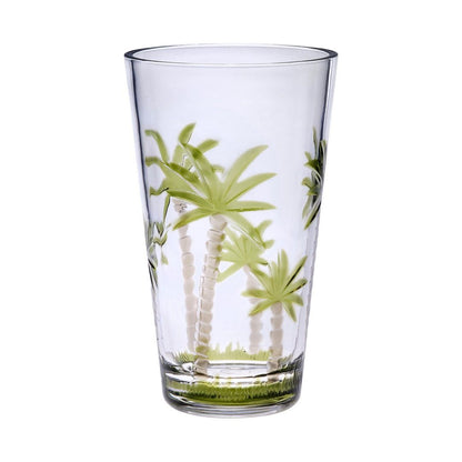 Palm Tree Design Acrylic Glasses Drinking Set of 4 Hi Ball (20oz), Plastic Drinking Glasses, BPA Free Cocktail Glasses,  image 1