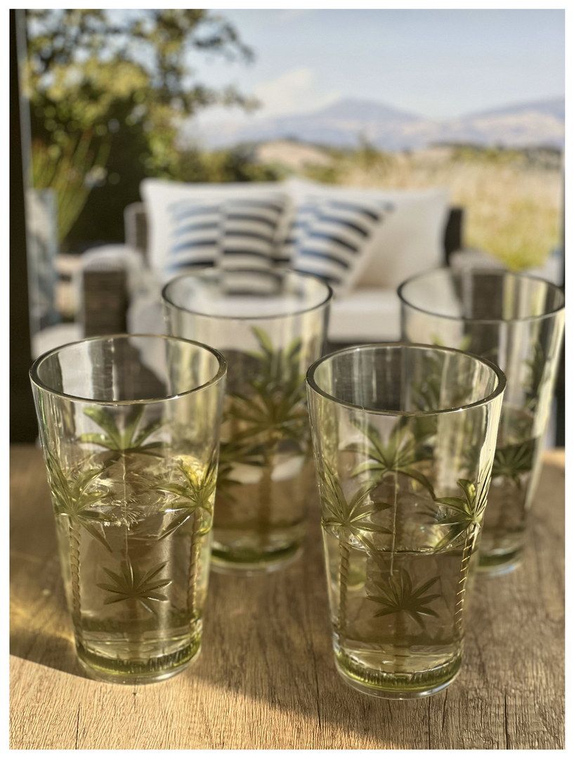 Palm Tree Design Acrylic Glasses Drinking Set of 4 Hi Ball (20oz), Plastic Drinking Glasses, BPA Free Cocktail Glasses,  image 5