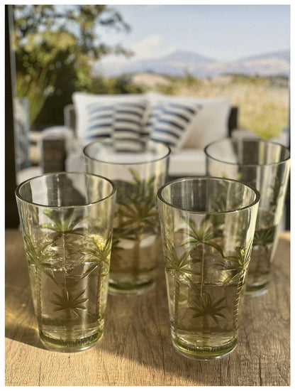 Palm Tree Design Acrylic Glasses Drinking Set of 4 Hi Ball (20oz), Plastic Drinking Glasses, BPA Free Cocktail Glasses,  image 5