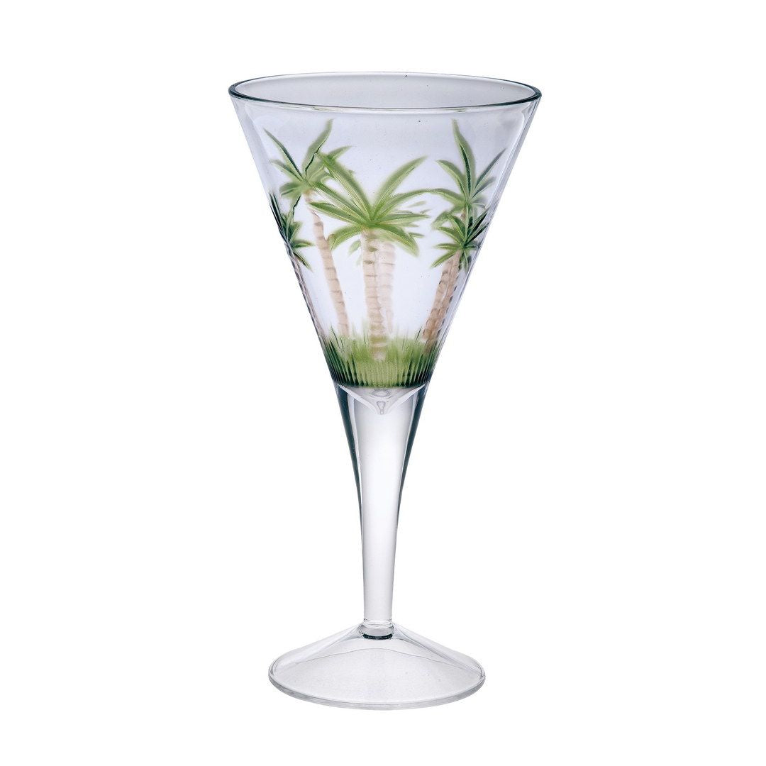 Palm Tree V Shaped Plastic Wine Glasses Set of 4 (14oz), BPA Free Acrylic Wine Glass Set, Unbreakable Red Wine Glasses,  image 1