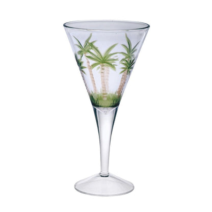 Palm Tree V Shaped Plastic Wine Glasses Set of 4 (14oz), BPA Free Acrylic Wine Glass Set, Unbreakable Red Wine Glasses,  image 1