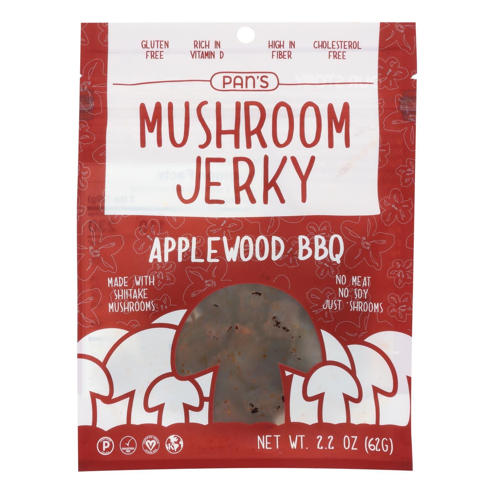 Pan's - Mushroom Jerky Aplwd Bbq - Case Of 6-2.2 Oz image 1