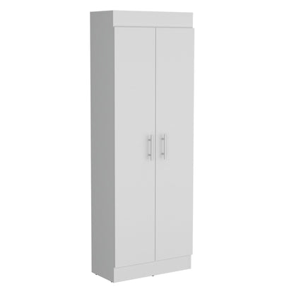 Pantry Cabinet 67" H, 5 Internal Shelves, Two Doors, White image 2
