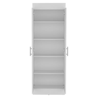 Pantry Cabinet 67" H, 5 Internal Shelves, Two Doors, White image 4