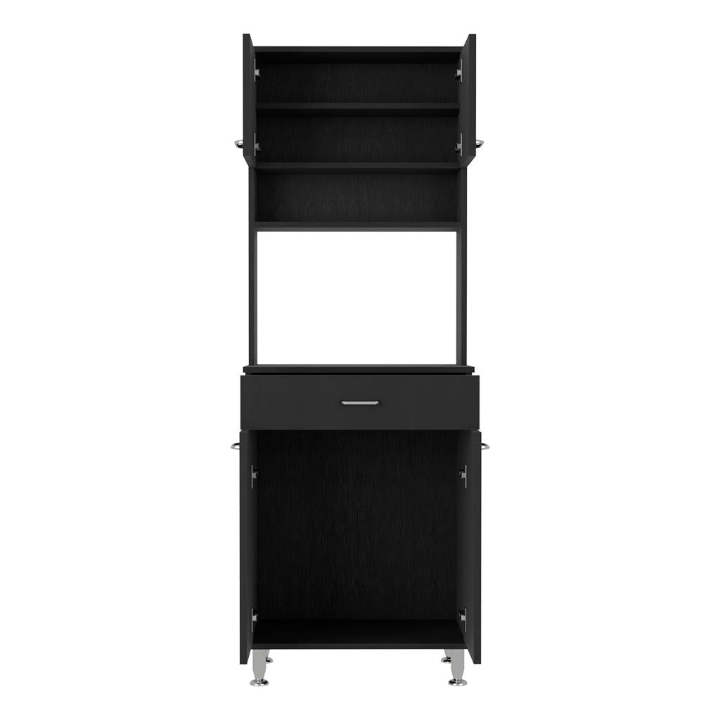 Pantry Cabinet 67" H, Four Doors, One Drawer, Three Internal Shelves, 2 External Storage Shelves, Microwave Storage Opti image 4