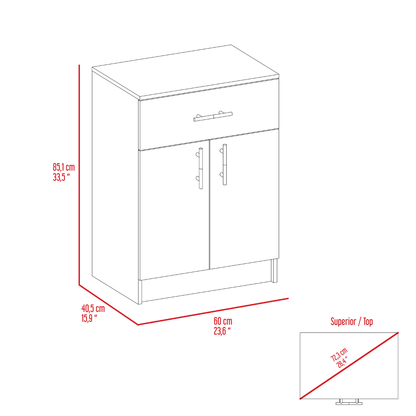 Pantry Organizer Cabinet 33" H, One Drawer, Two Interior Shelves, Two Doors, White/Light Oak image 9