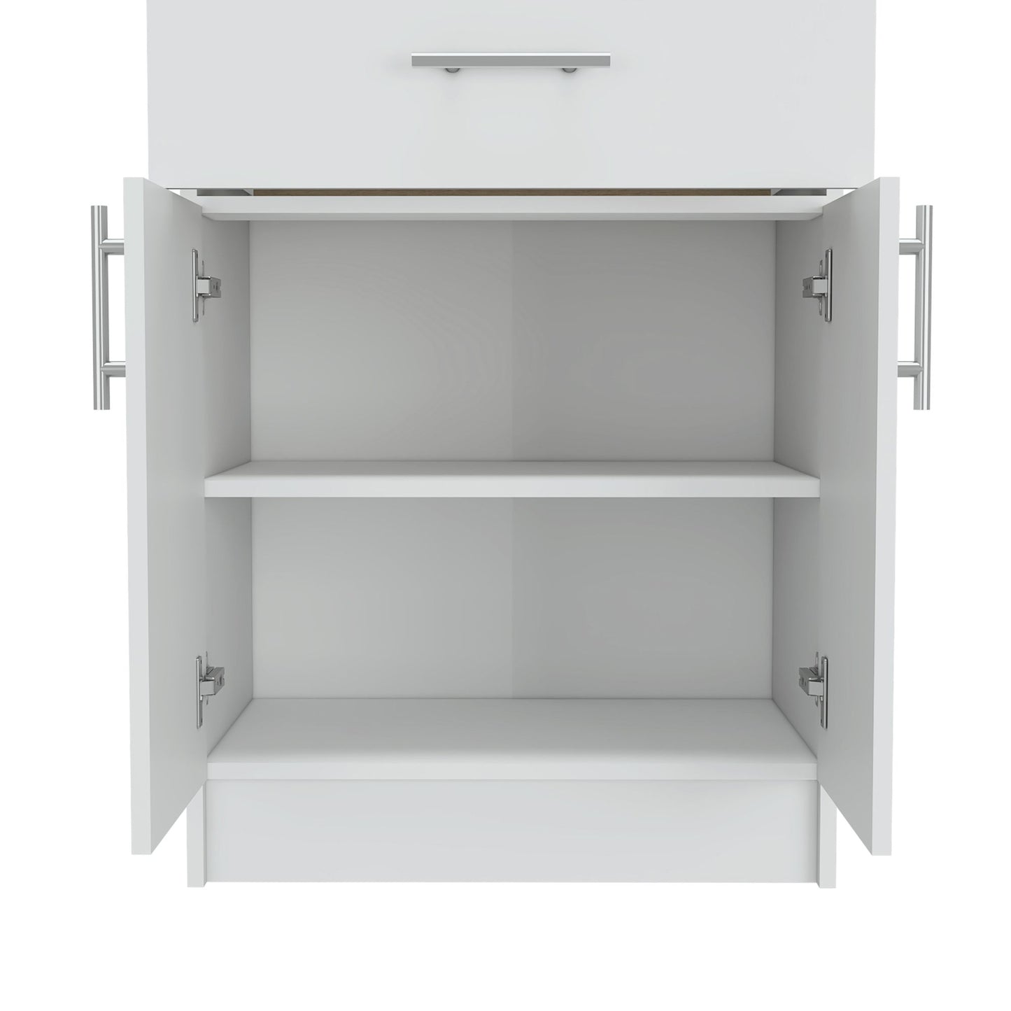 Pantry Organizer Cabinet 33" H, One Drawer, Two Interior Shelves, Two Doors, White/Light Oak image 6