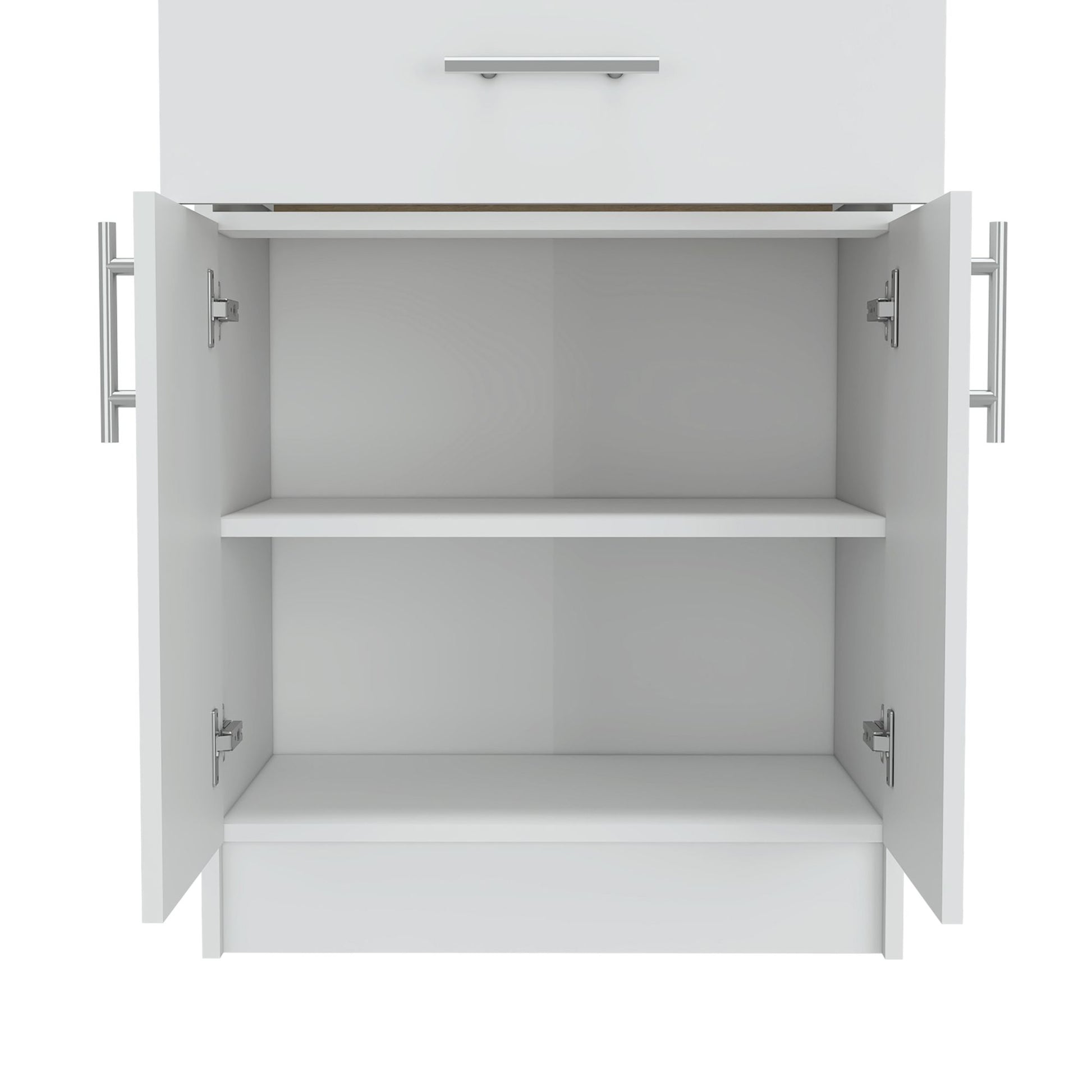 Pantry Organizer Cabinet 33" H, One Drawer, Two Interior Shelves, Two Doors, White/Light Oak image 6