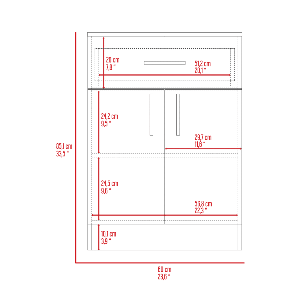 Pantry Organizer Cabinet 33" H, One Drawer, Two Interior Shelves, Two Doors, White/Light Oak image 8