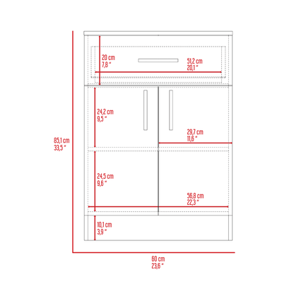Pantry Organizer Cabinet 33" H, One Drawer, Two Interior Shelves, Two Doors, White/Light Oak image 8