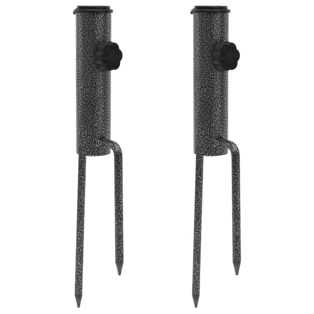 Parasol Stands with Spikes 2 pcs 3.5"x13.8" Galvanized Steel image 1