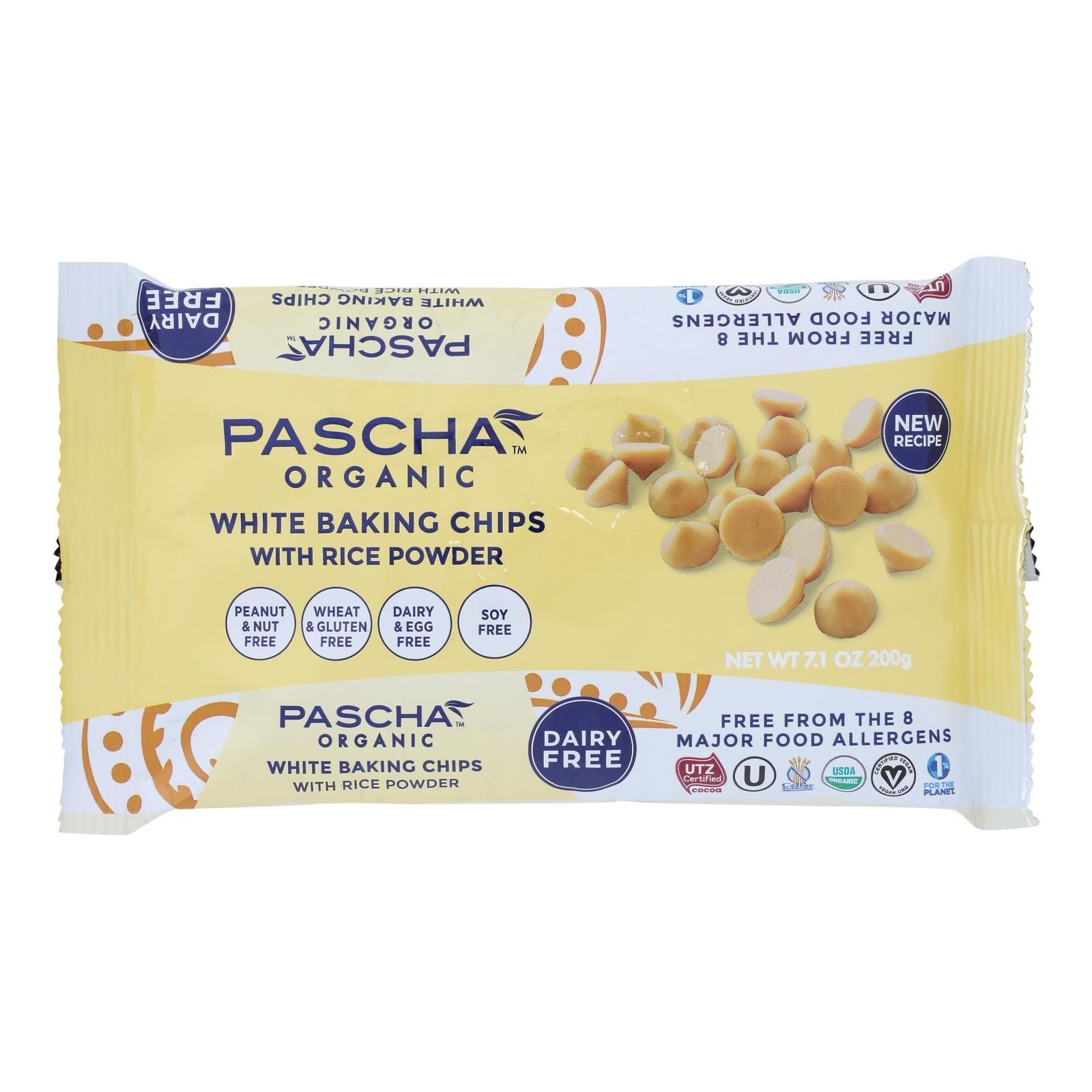 Pascha Organic Rice Milk Chocolate Baking Chips - White Chocolate - Case Of 8 - 7 Oz image 1