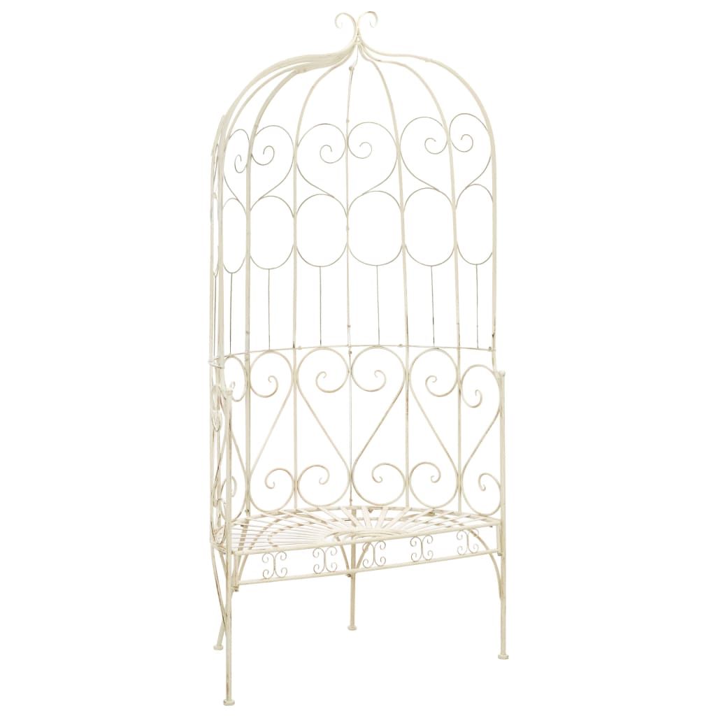 Patio Bench 37.4" Iron Antique White image 1