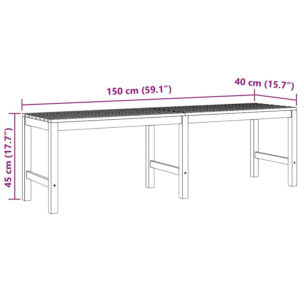 Patio Bench 59.1" Solid Teak Wood image 7
