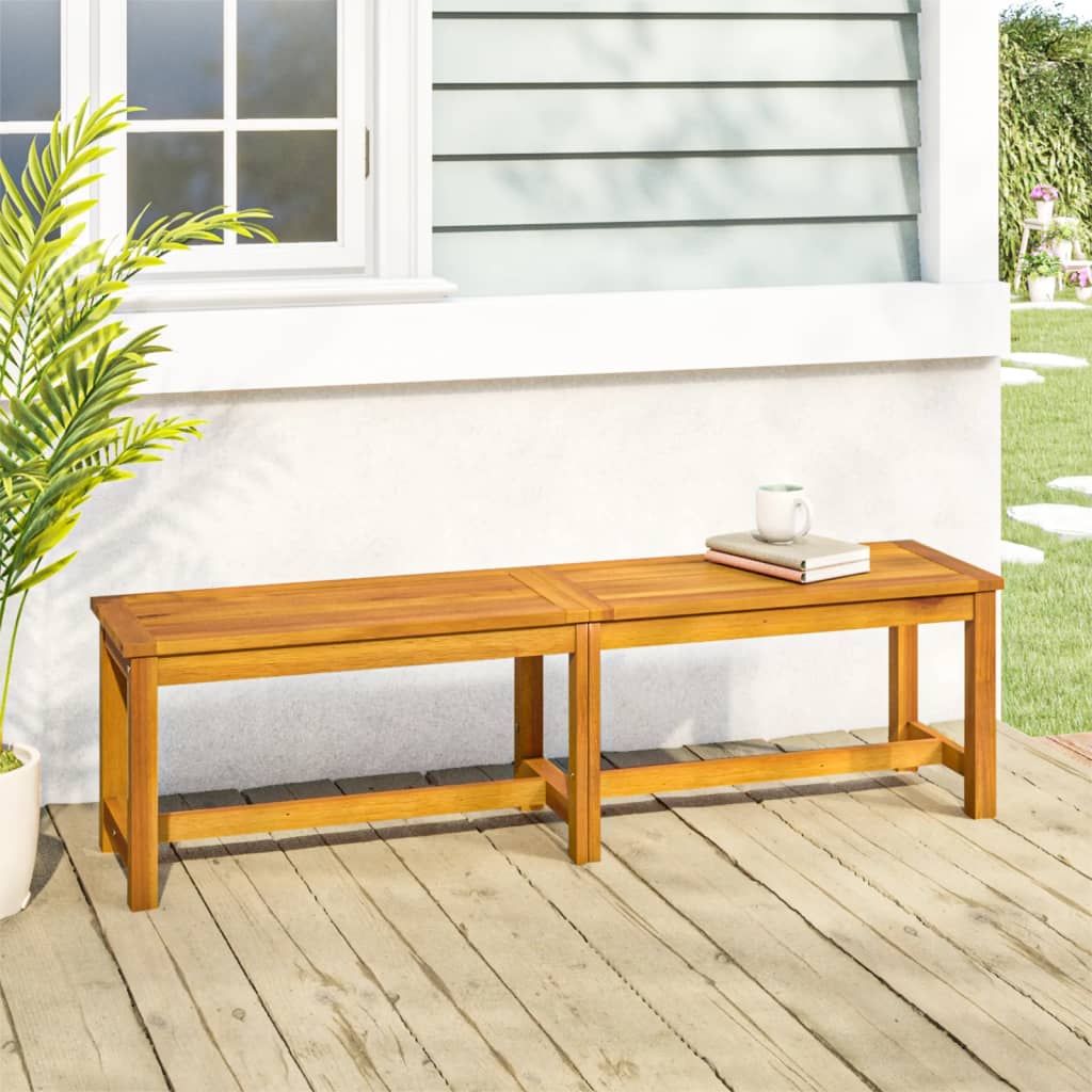 Solid acacia wood patio bench 59.1 inches outdoor garden seating