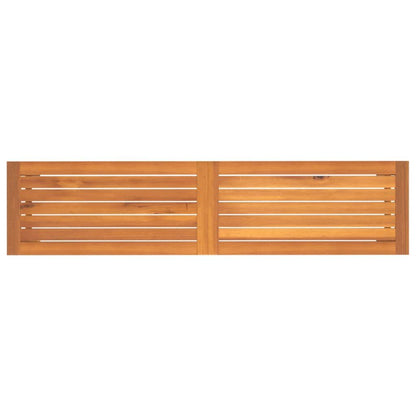 Close-up of acacia wood bench seat and legs