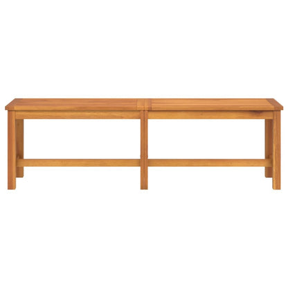 Patio bench with acacia wood grain detail and dimensions