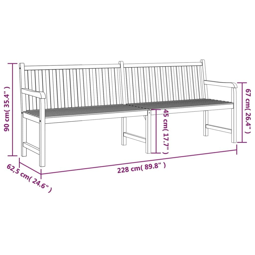 Patio Bench 89.8" Solid Teak Wood image 9