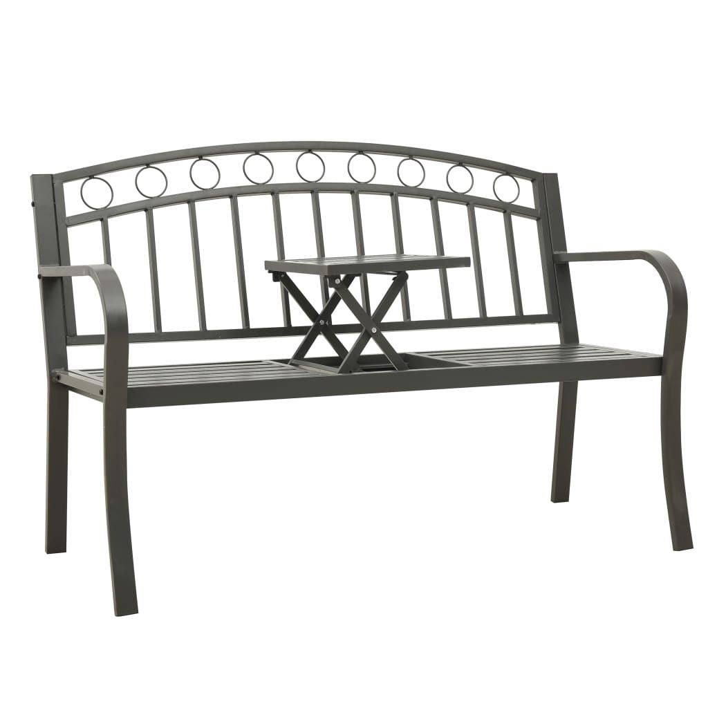 Patio Bench with a Table 49.2" Steel Gray image 1