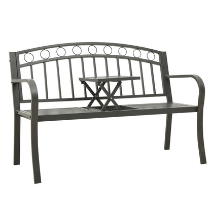 Patio Bench with a Table 49.2" Steel Gray image 1