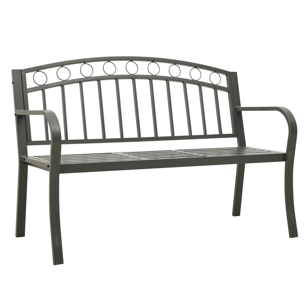 Patio Bench with a Table 49.2" Steel Gray image 2