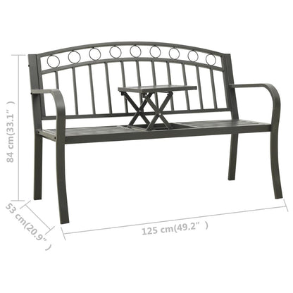 Patio Bench with a Table 49.2" Steel Gray image 7