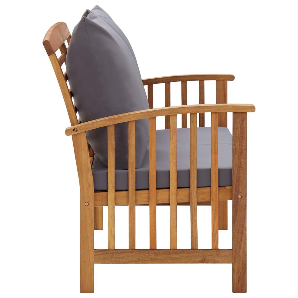 Patio Bench with Cushions 46.9" Solid Acacia Wood image 3