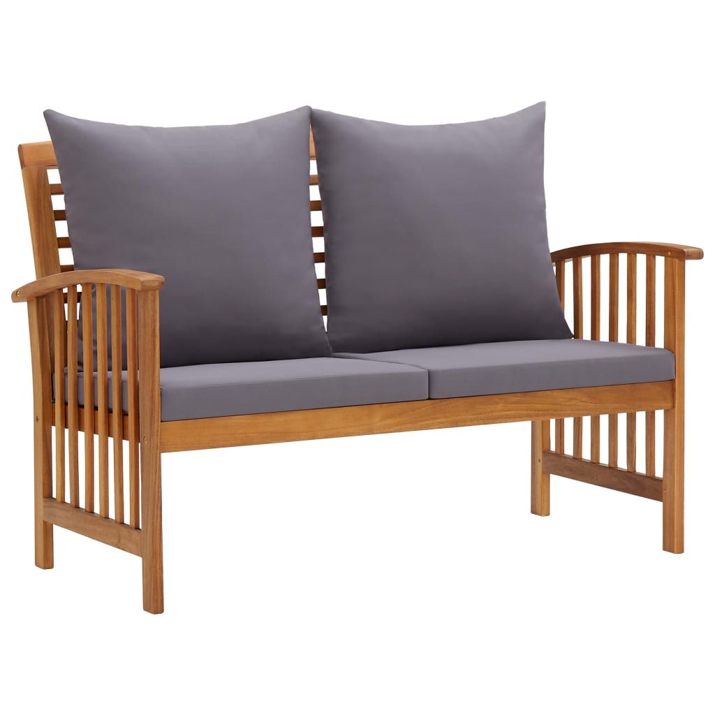 Patio Bench with Cushions 46.9" Solid Acacia Wood image 1