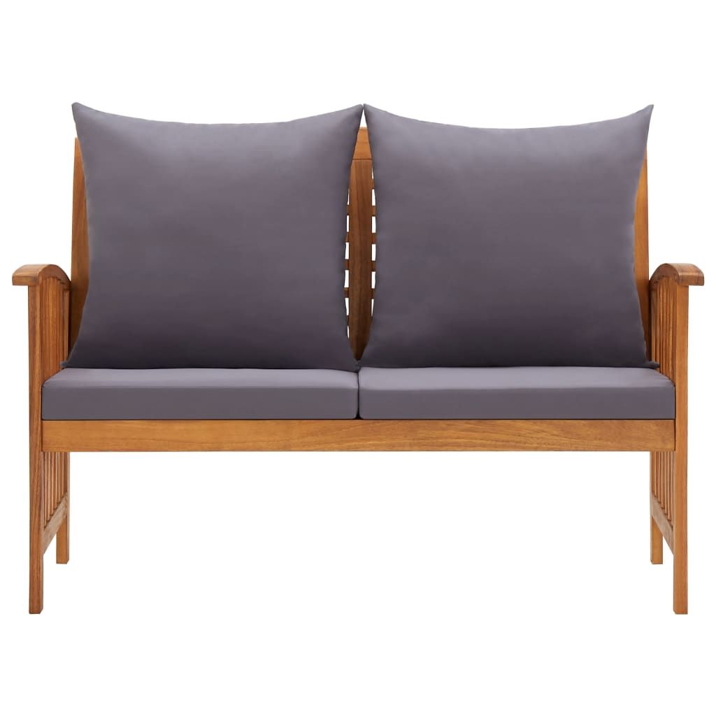 Patio Bench with Cushions 46.9" Solid Acacia Wood image 2