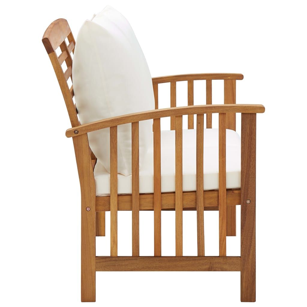 Patio Bench with Cushions 46.9" Solid Acacia Wood image 3