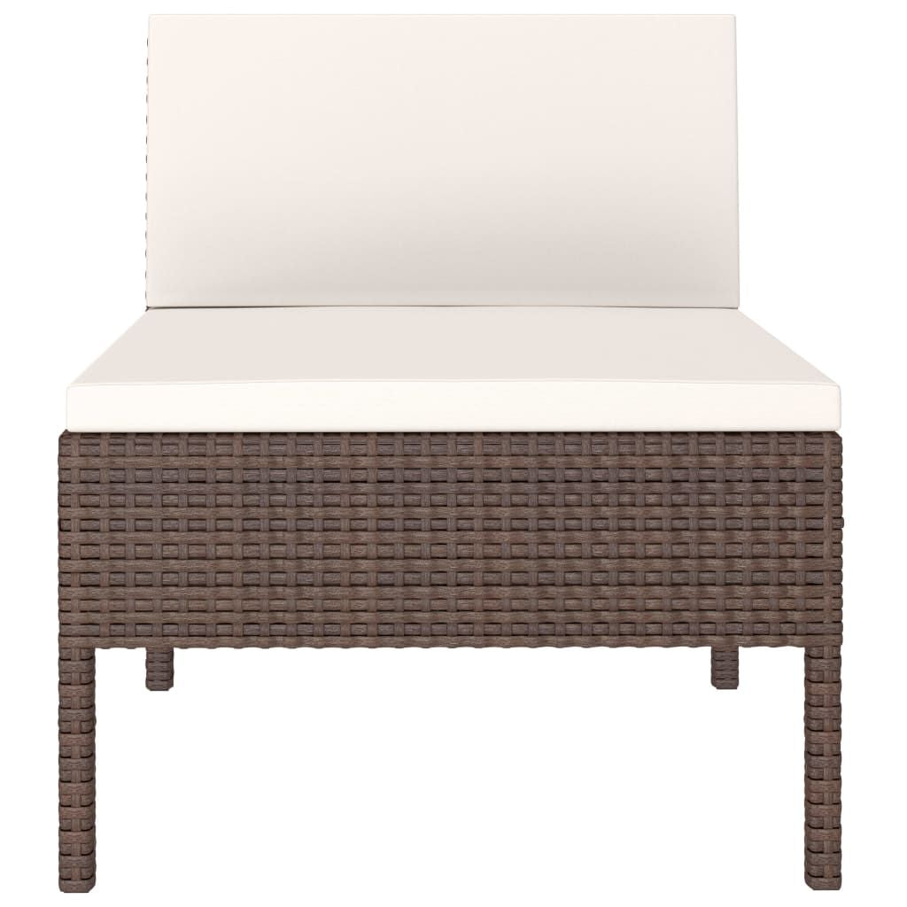 Patio Chairs 3 pcs with Cushions Poly Rattan Brown image 4
