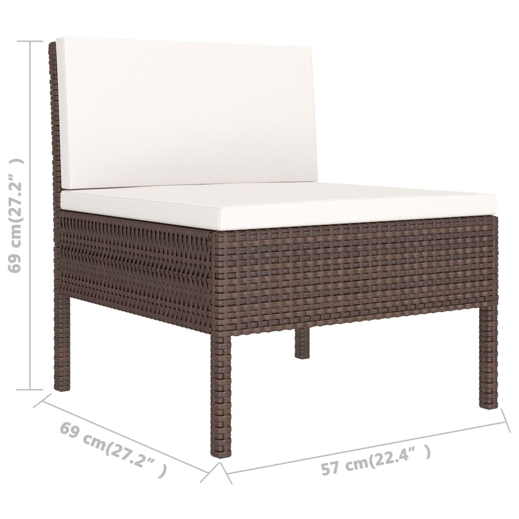 Patio Chairs 3 pcs with Cushions Poly Rattan Brown image 6