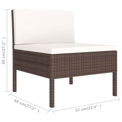 Patio Chairs 3 pcs with Cushions Poly Rattan Brown image 6