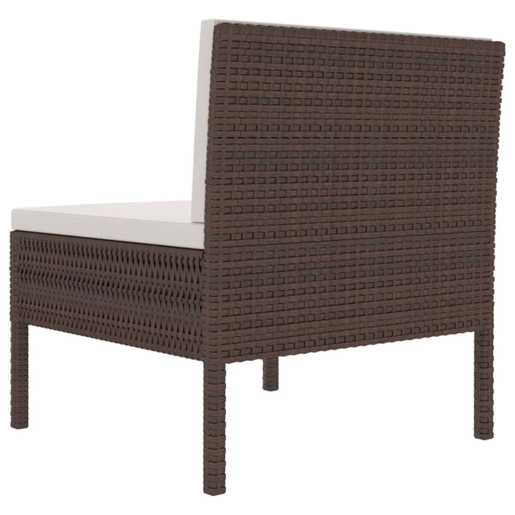 Patio Chairs 3 pcs with Cushions Poly Rattan Brown image 5