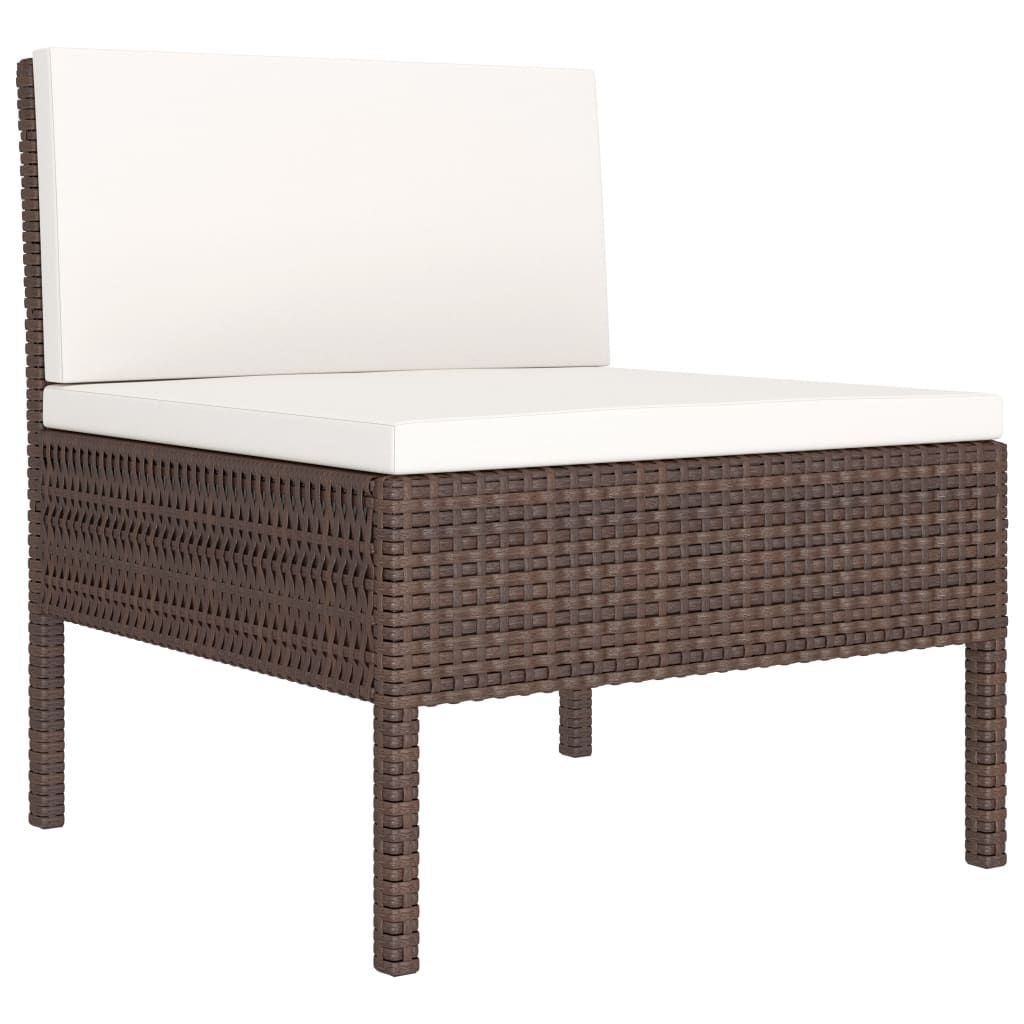 Patio Chairs 3 pcs with Cushions Poly Rattan Brown image 3