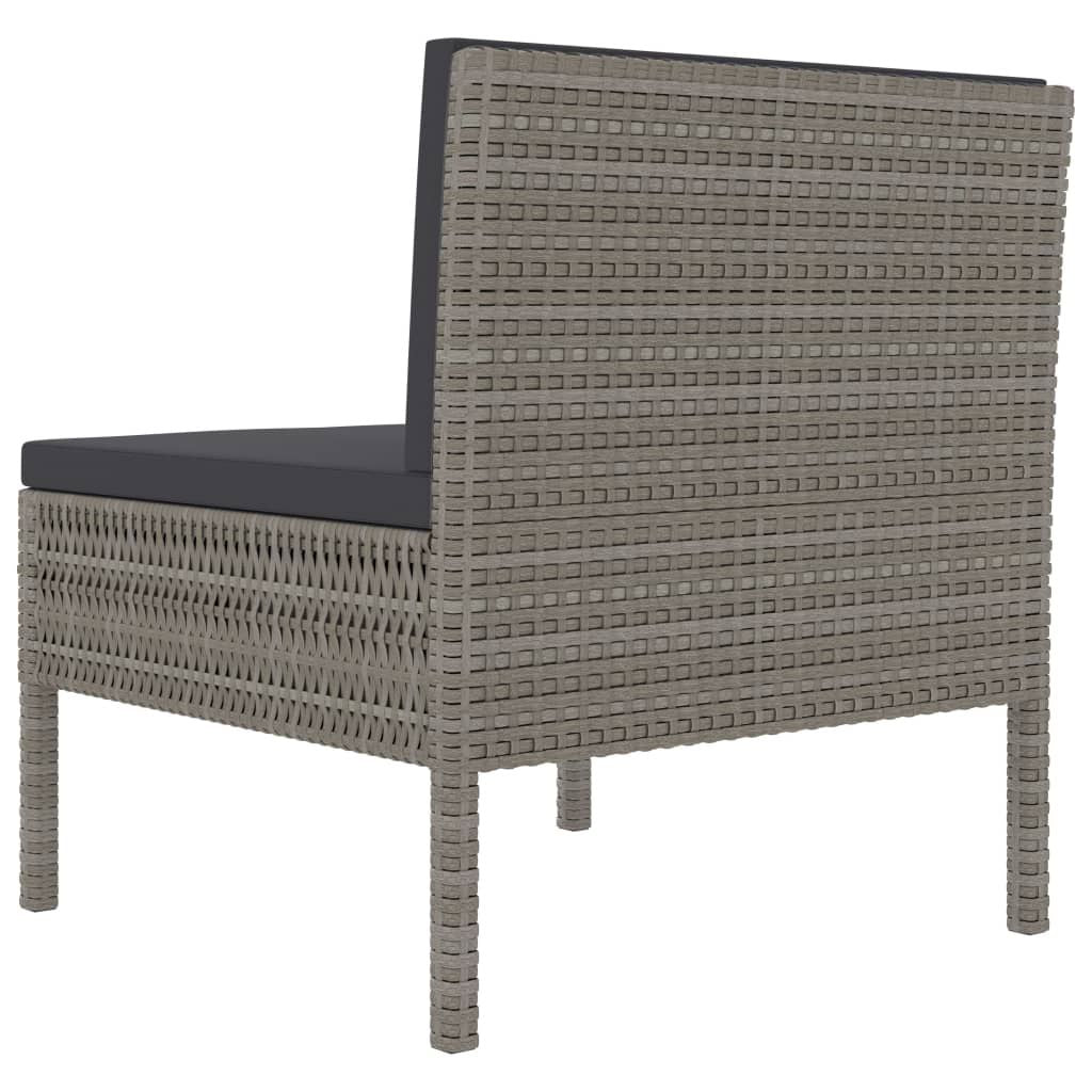 Patio Chairs 3 pcs with Cushions Poly Rattan Gray image 5