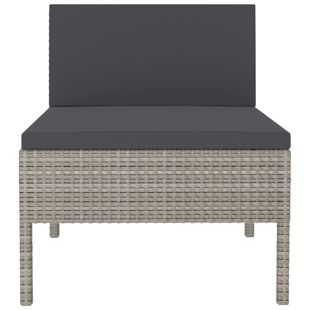 Patio Chairs 3 pcs with Cushions Poly Rattan Gray image 4