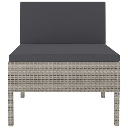 Patio Chairs 3 pcs with Cushions Poly Rattan Gray image 4