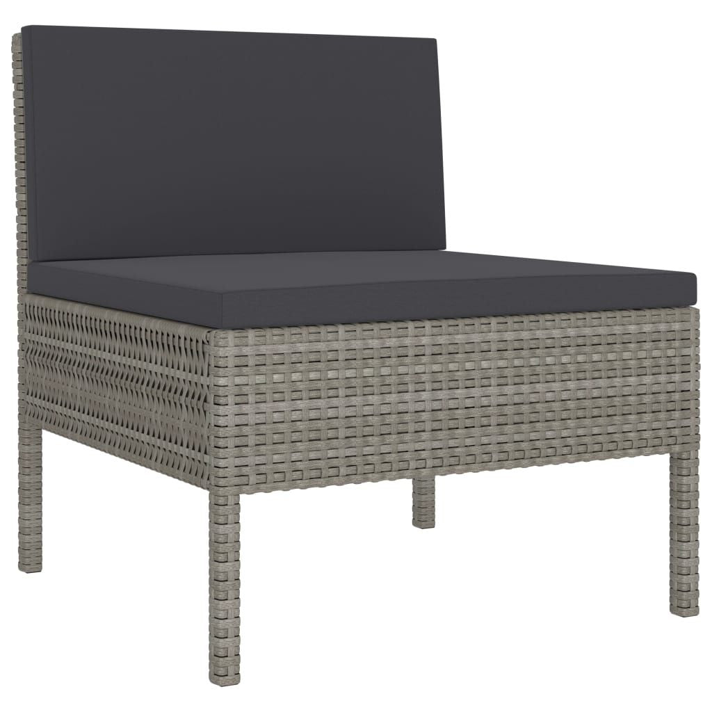 Patio Chairs 3 pcs with Cushions Poly Rattan Gray image 3