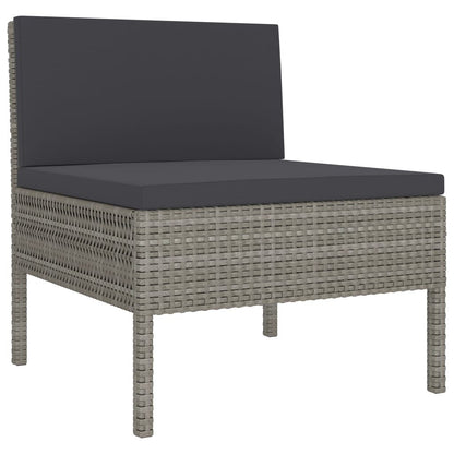 Patio Chairs 3 pcs with Cushions Poly Rattan Gray image 3