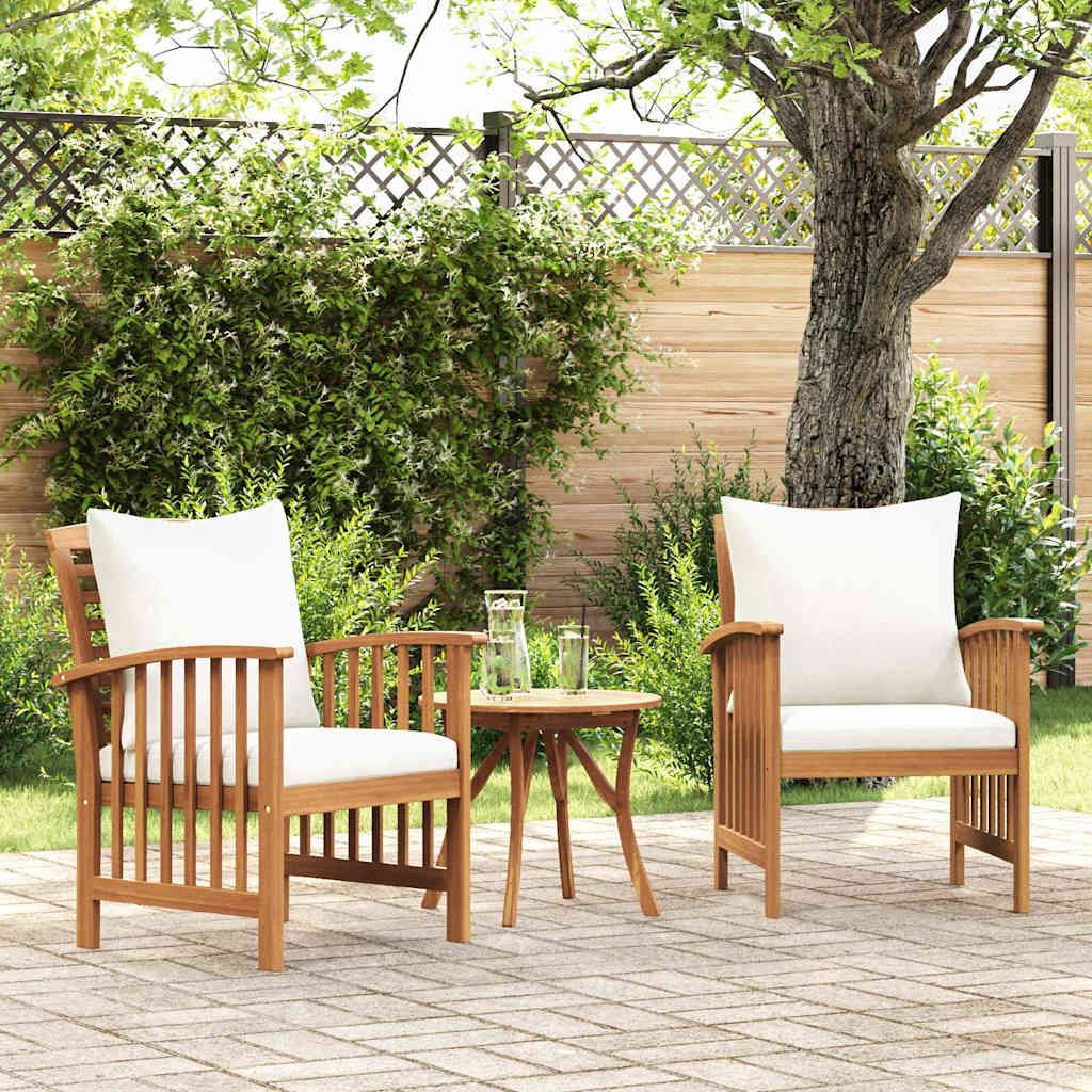 Patio Chairs with Cushions 2 pcs Solid Acacia Wood image 1