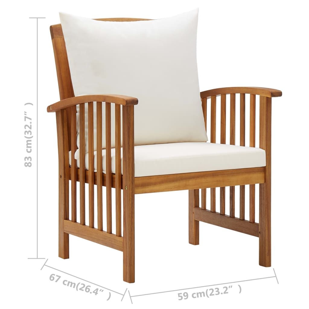 Patio Chairs with Cushions 2 pcs Solid Acacia Wood image 9