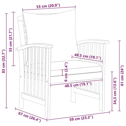 Patio Chairs with Cushions 2 pcs Solid Acacia Wood image 10