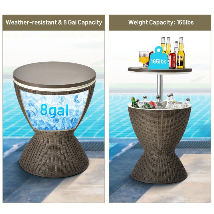 Patio Cooler Bar Table With Height-Adjustable image 12