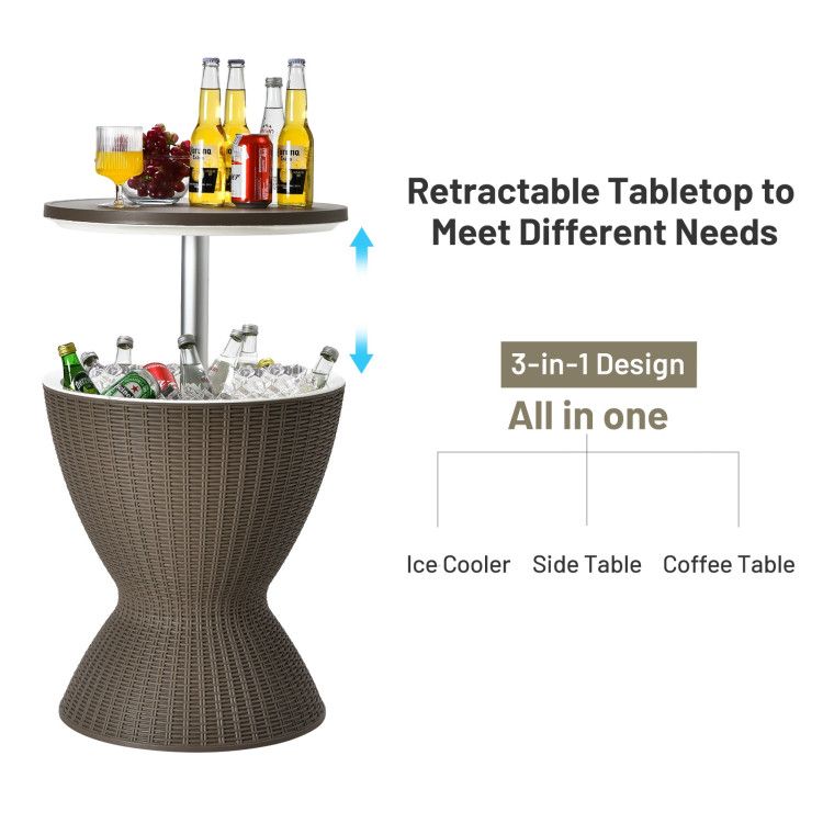 Patio Cooler Bar Table With Height-Adjustable image 11