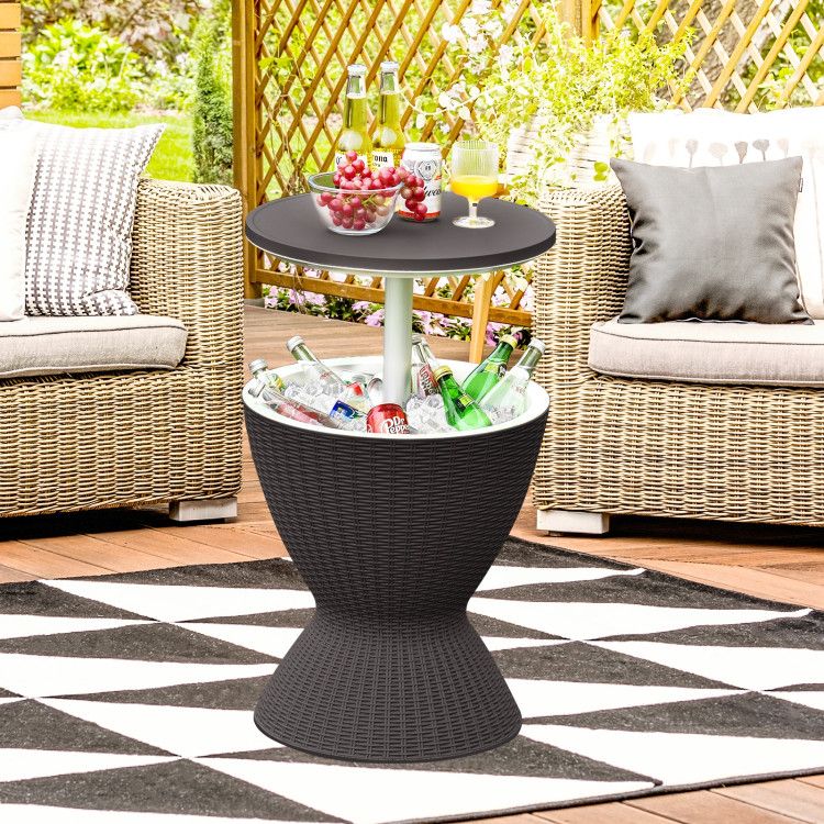 Patio Cooler Bar Table With Height-Adjustable image 3