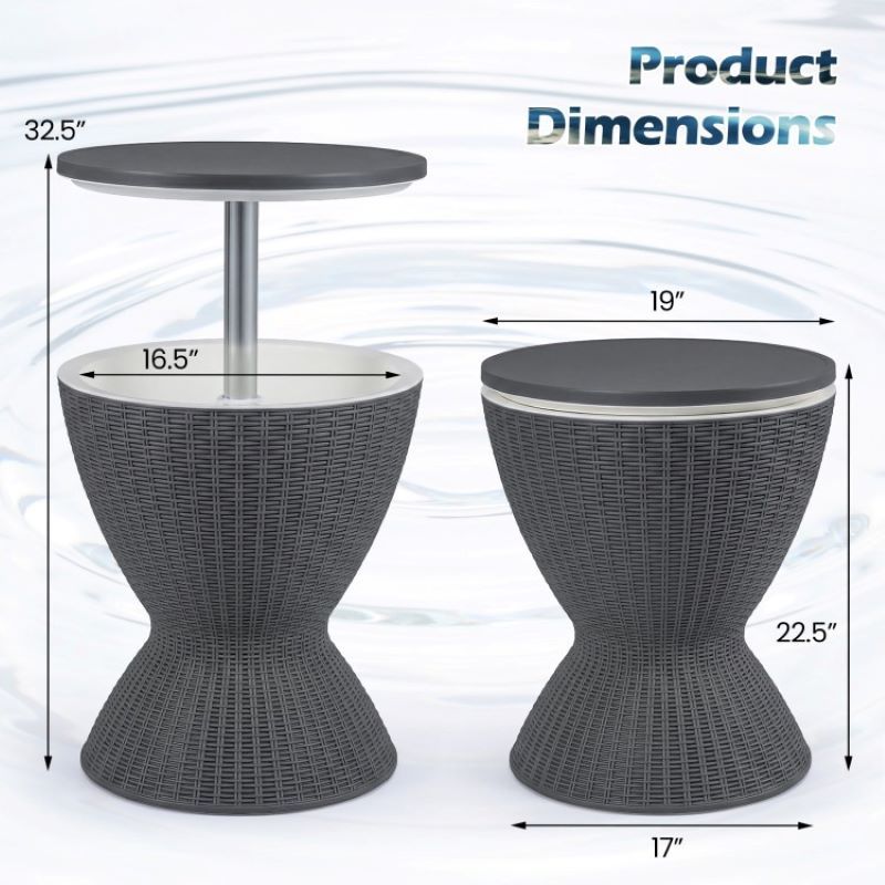 Patio Cooler Bar Table With Height-Adjustable image 19