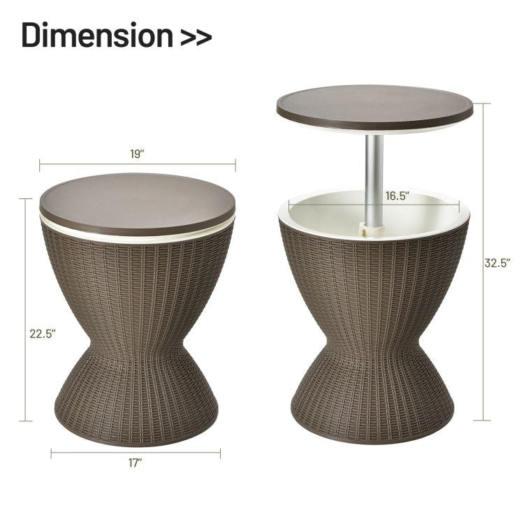 Patio Cooler Bar Table With Height-Adjustable image 13