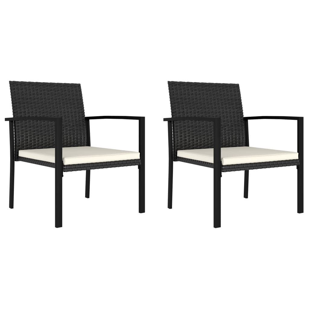 Patio Dining Chairs 2 pcs Poly Rattan Black image 1